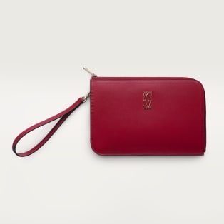 Bolso de mano tamaño pequeño, C de Cartier Piel de becerro rojo cereza, acabado dorado y esmalte rojo cereza