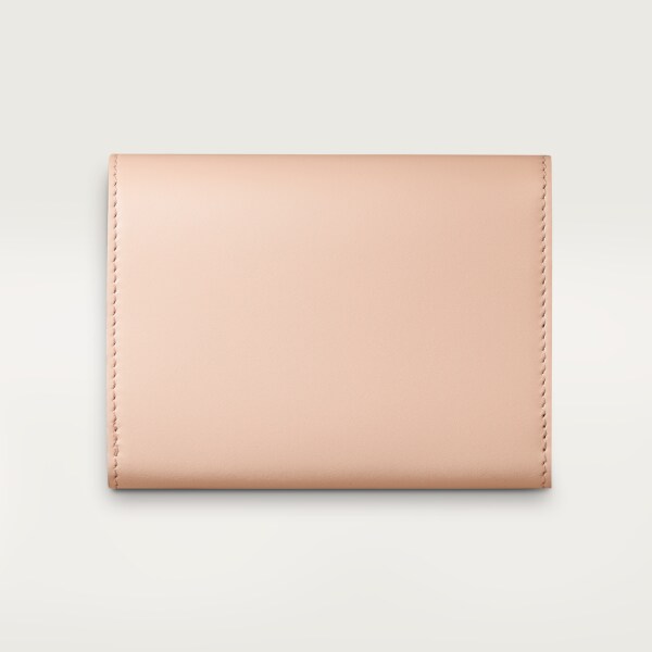 Mini wallet, Double C de Cartier Powder pink calfskin, gold and powder pink enamel finish