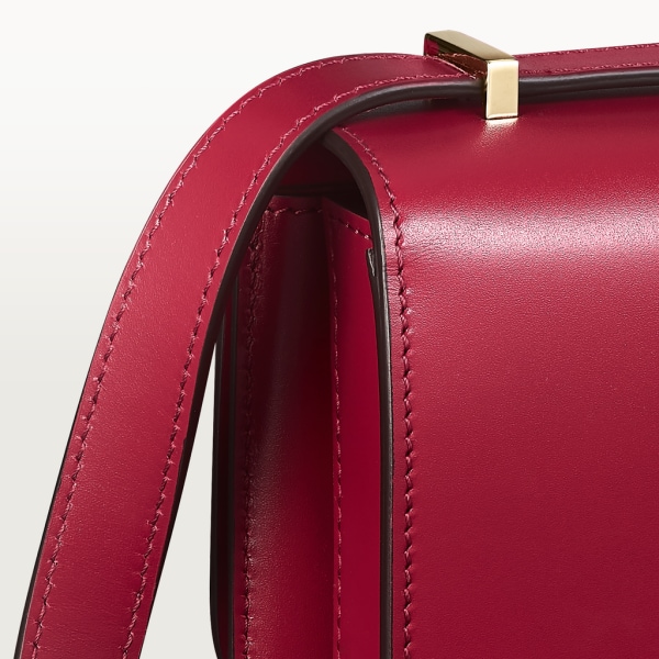 Mini shoulder bag, C de Cartier Cherry red calfskin, gold and cherry red enamel finish