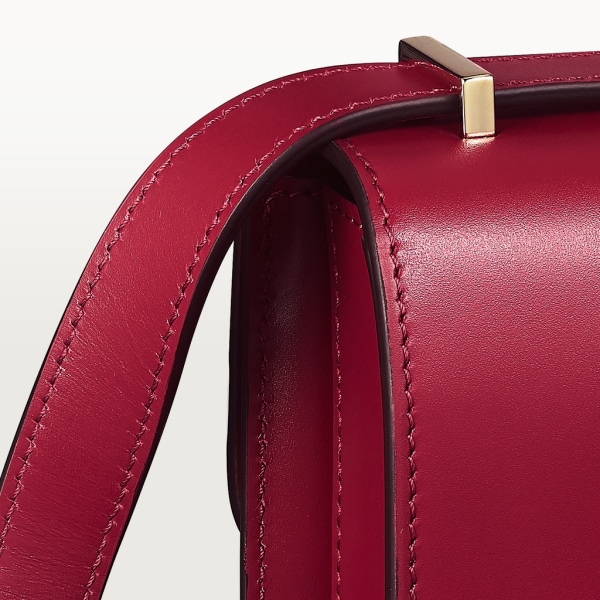 Shoulder Bag, Nano, C de Cartier Cherry red calfskin, golden finish and cherry red enamel