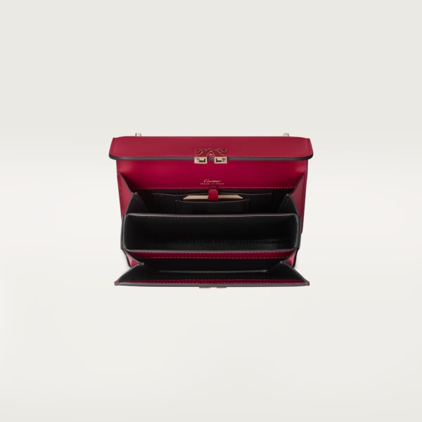 Shoulder Bag, Nano, C de Cartier Cherry red calfskin, golden finish and cherry red enamel