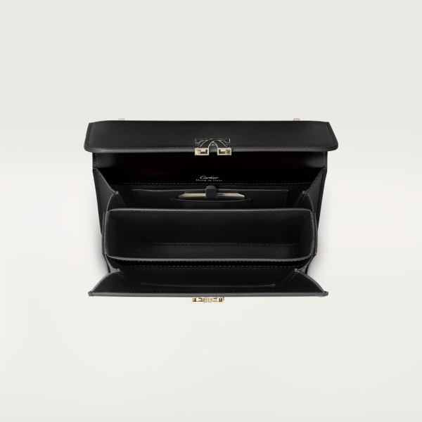 Bolso de hombro tamaño mini, C de Cartier Piel de becerro color negro, acabado dorado y esmalte color negro