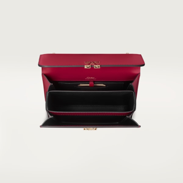 Mini shoulder bag, C de Cartier Cherry red calfskin, gold and cherry red enamel finish