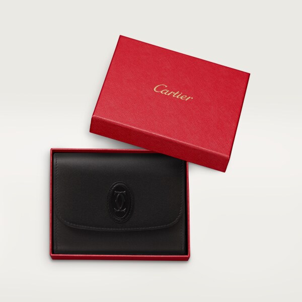 Minicartera, Must de Cartier Piel de becerro color negro, acabado dorado