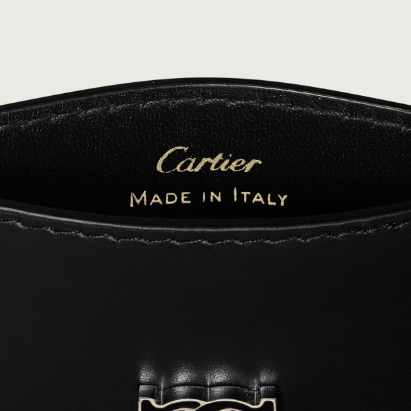 C de Cartier einfaches Kartenetui Kalbsleder in Schwarz, Gold-Finish und Emaille in Schwarz