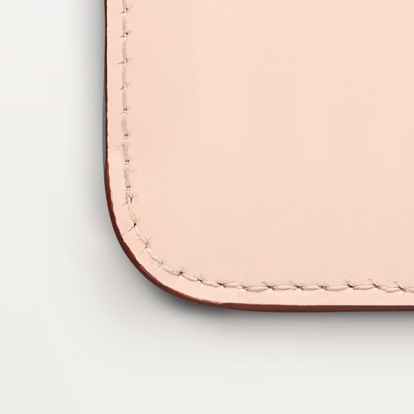 Zipped card holder, Double C de Cartier Powder pink calfskin, gold and powder pink enamel finish