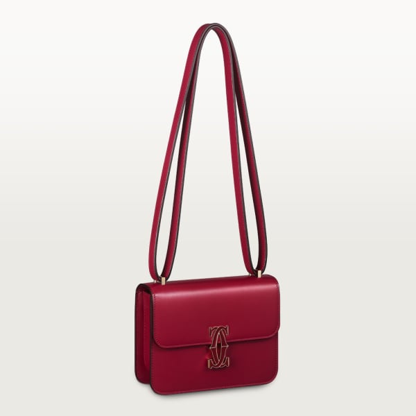 Bolso nano, C de Cartier Piel de becerro rojo cereza, acabado dorado y esmalte rojo cereza