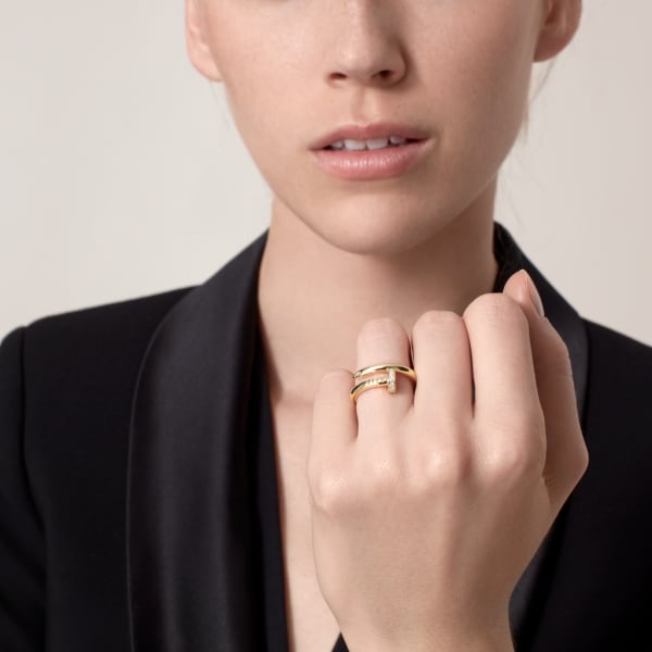 Juste un Clou ring, classic model, diamonds Yellow gold, diamonds