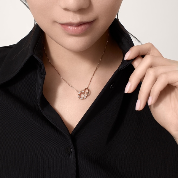 Love necklace, paved Rose gold, diamonds