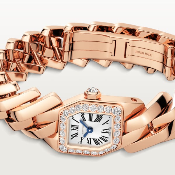 Reloj Maillon de Cartier Tamaño pequeño, movimiento de cuarzo, oro rosa, diamantes