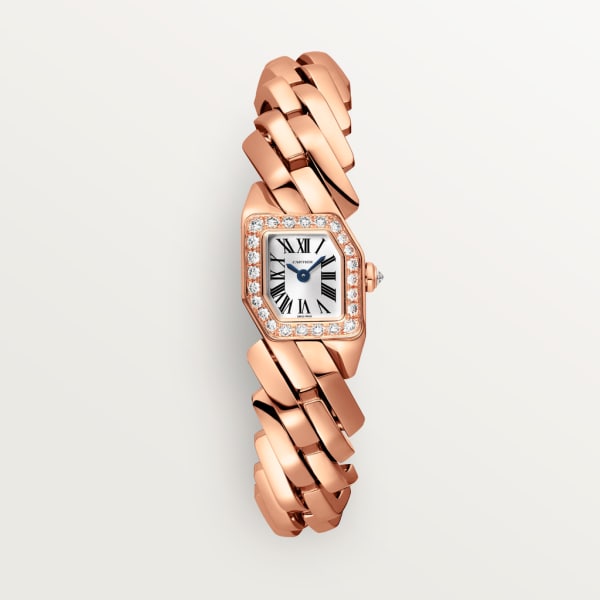 Reloj Maillon de Cartier Tamaño pequeño, movimiento de cuarzo, oro rosa, diamantes