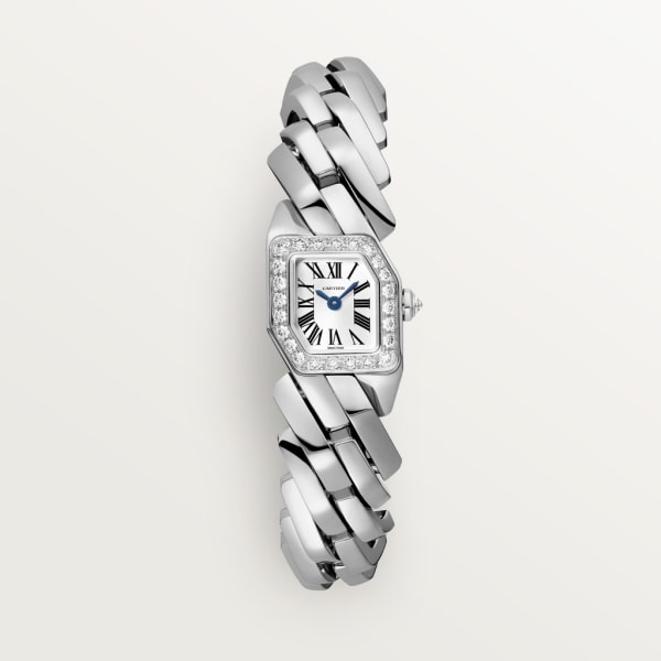 Montre Maillon de Cartier Petit modèle, mouvement quartz, or gris, diamants