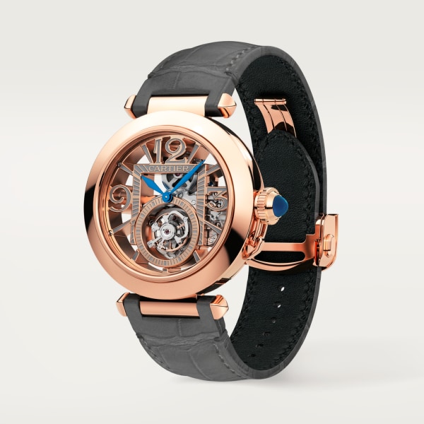 Reloj Pasha de Cartier 41 mm, movimiento mecánico de cuerda manual, oro rosa, 2 correas de piel intercambiables