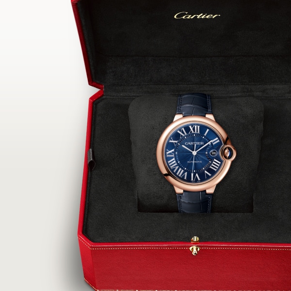 Reloj Ballon Bleu de Cartier 42 mm, movimiento automático, oro rosa, piel