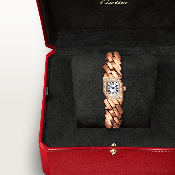 Montre Maillon de Cartier Petit modèle, mouvement quartz, or rose, diamants