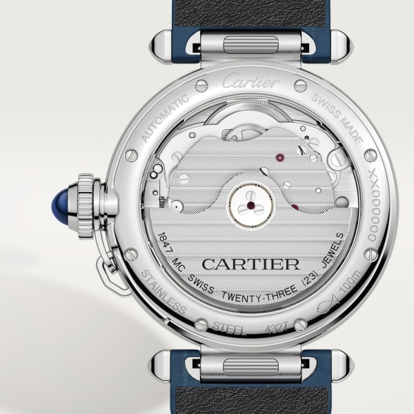 Montre Pasha de Cartier 35mm, mouvement automatique, acier, 2 bracelets cuir interchangeables