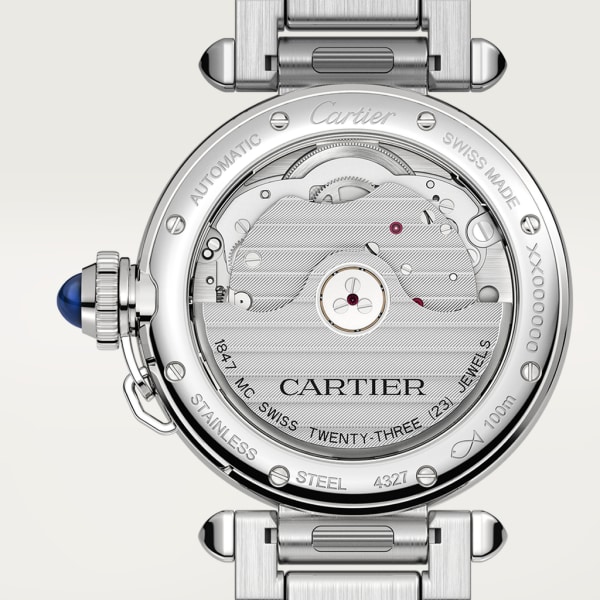 Reloj Pasha de Cartier 35 mm, movimiento automático, acero, brazalete de metal y correa de piel intercambiables