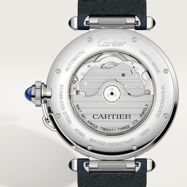 Montre Pasha de Cartier 41mm, mouvement automatique, acier, 2 bracelets cuir interchangeables