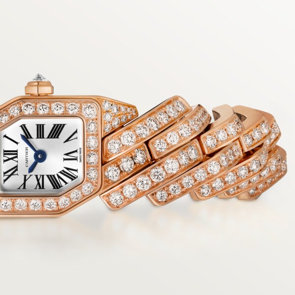 Montre Maillon de Cartier Petit modèle, mouvement quartz, or rose, diamants