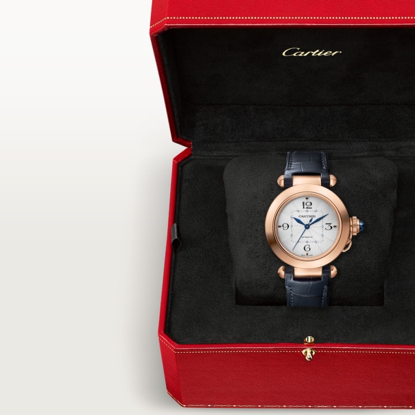 Reloj Pasha de Cartier 35 mm, movimiento automático, oro rosa, dos correas de piel intercambiables