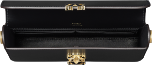 Bolso de cadena tamaño mini, doble C de Cartier Piel de becerro color negro, acabado dorado y esmalte color negro