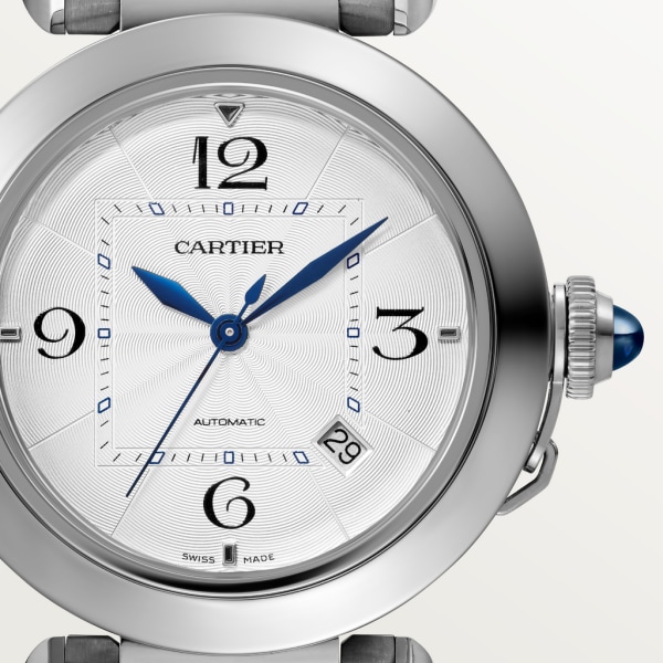 Reloj Pasha de Cartier 41 mm, movimiento automático, acero, brazalete de metal y correa de piel intercambiables