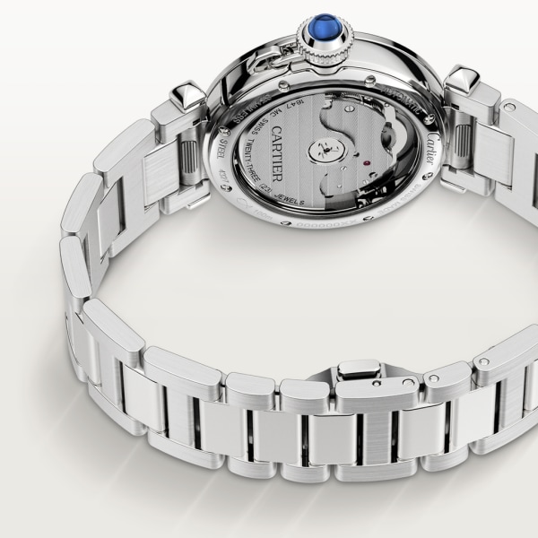Reloj Pasha de Cartier 35 mm, movimiento automático, acero, brazalete de metal y correa de piel intercambiables