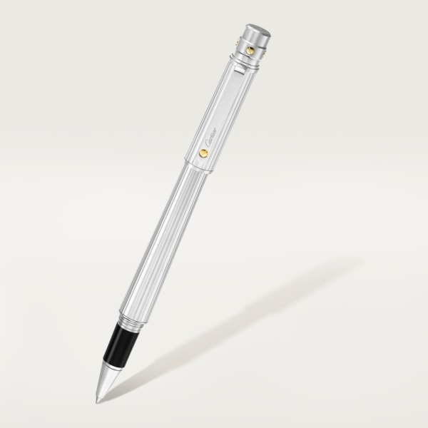 Santos de Cartier rollerball pen Large model, engraved metal, palladium and gold finishes