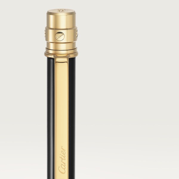 Santos de Cartier ballpoint pen Small model, black lacquer, gold finish