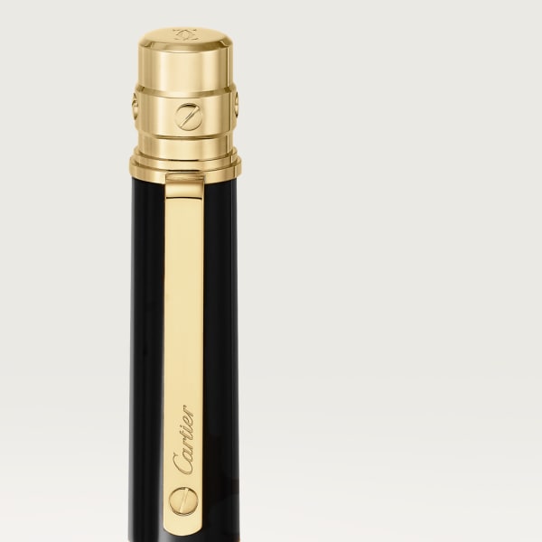 Stylo bille Santos de Cartier Grand modèle, composite, finition dorée