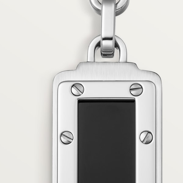 Santos de Cartier keyring Stainless steel and black lacquer