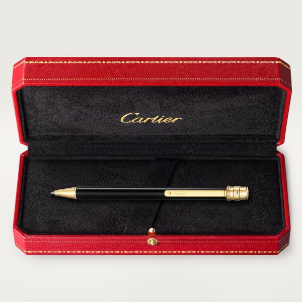 Santos de Cartier ballpoint pen Small model, black lacquer, gold finish