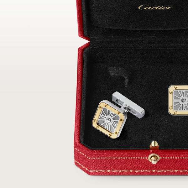 Gemelos Santos de Cartier Plata maciza acabado paladio y oro amarillo macizo