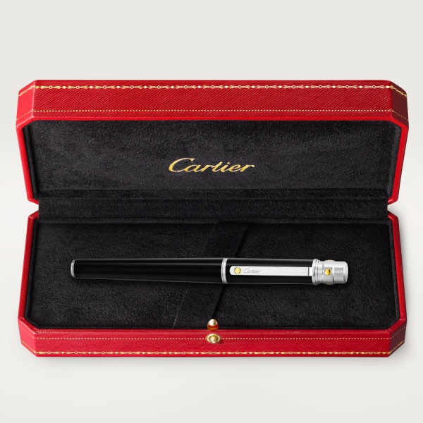 Bolígrafo roller Santos de Cartier Tamaño grande, composite, acabado paladio y dorado.