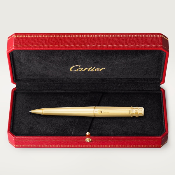 Santos de Cartier ballpoint pen Large model, engraved metal, gold finish