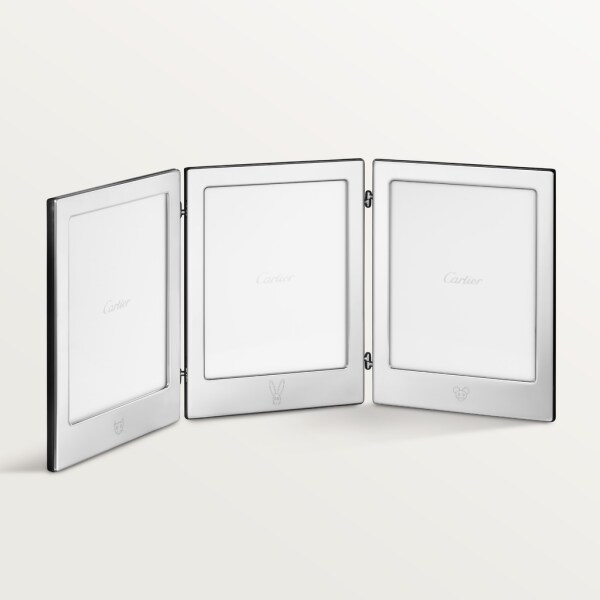 Cartier Baby triptych photo frame Palladium-finish silver
