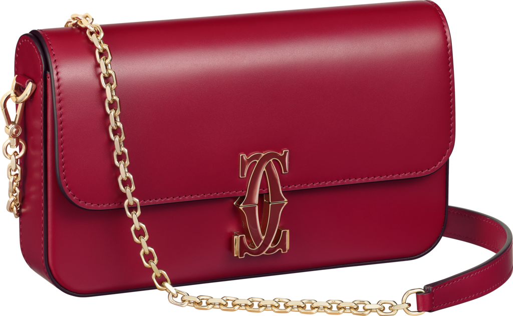 Double C de Cartier Chain bag, mini modelCherry red calfskin, gold and cherry red enamel finish