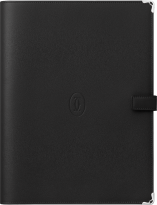 Couverture de carnet GM Must de Cartier Cuir de veau noir, finition palladiée