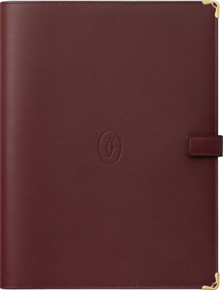 Must de Cartier LM notebook cover Burgundy calfskin, golden finish