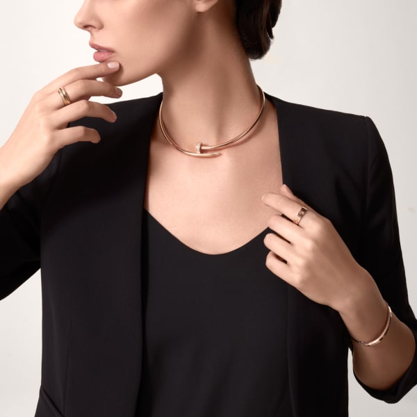 Juste un Clou torque necklace, classic model Rose gold, diamonds