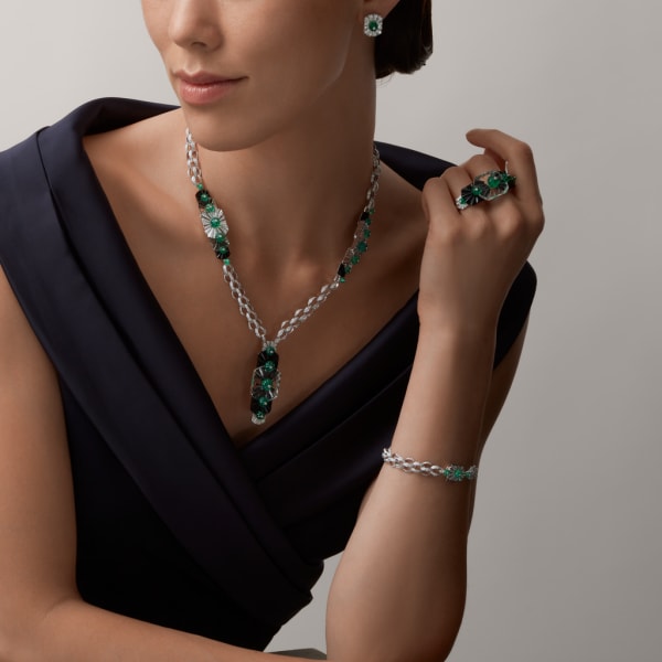 Collar / Pulsera Sixième Sens par Cartier Oro blanco, esmeraldas, cristal de roca, ónix, diamantes
