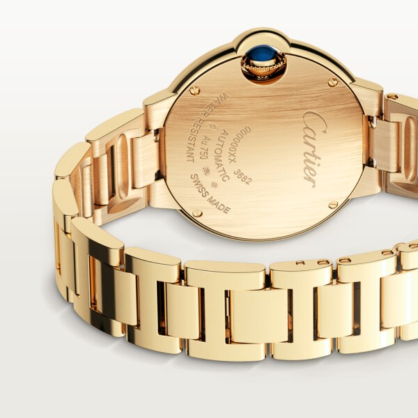 Ballon Bleu de Cartier watch 33 mm, mechanical movement with automatic winding, yellow gold