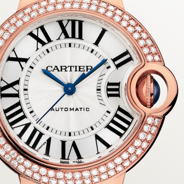 Reloj Ballon Bleu de Cartier 33 mm, movimiento automático, oro rosa, diamantes