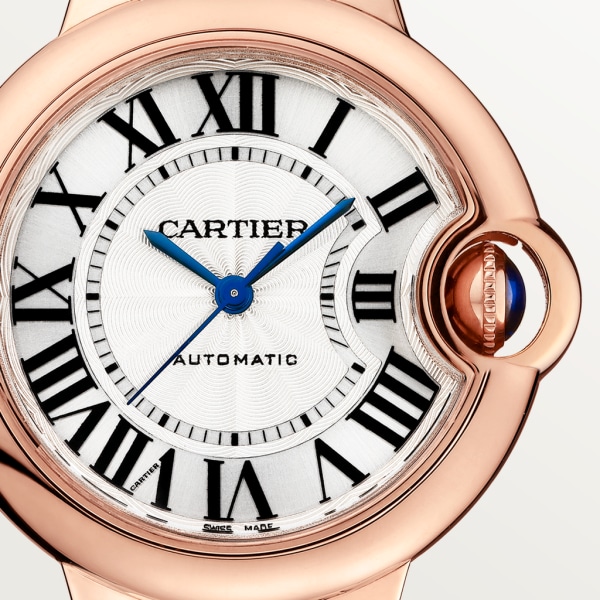 Reloj Ballon Bleu de Cartier 33 mm, movimiento mecánico de carga automática, oro rosa