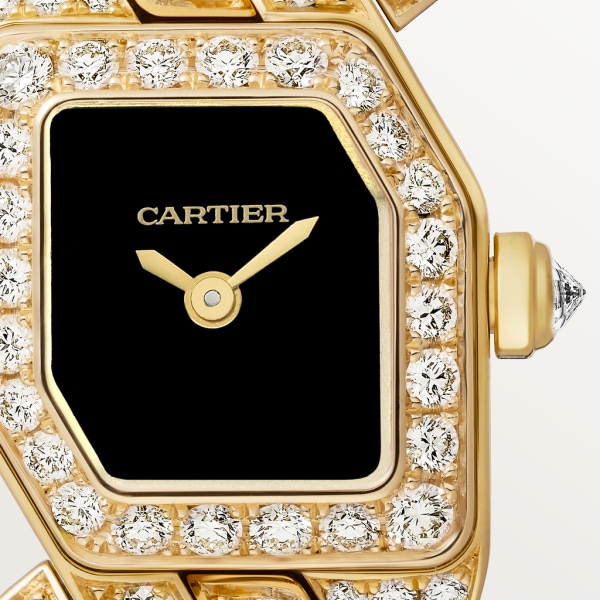Reloj Maillon de Cartier Tamaño pequeño, movimiento de cuarzo, oro amarillo, diamantes, laca