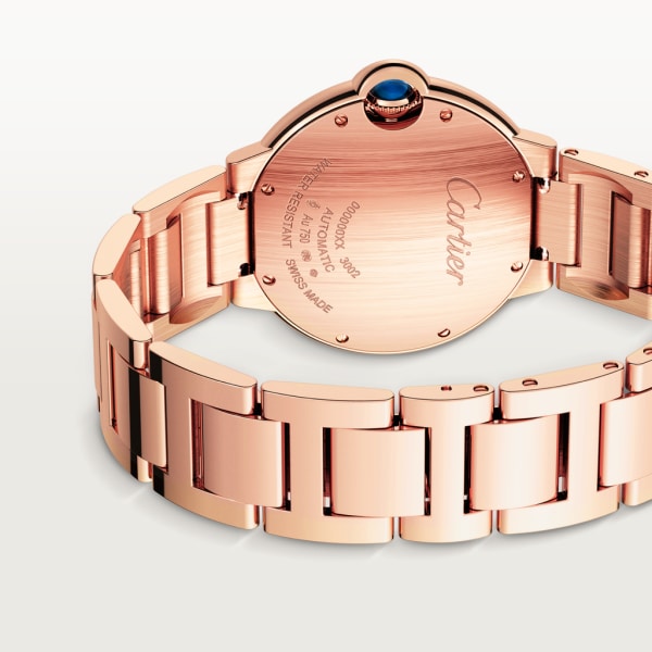Reloj Ballon Bleu de Cartier 36 mm, movimiento mecánico de carga automática, oro rosa, diamantes