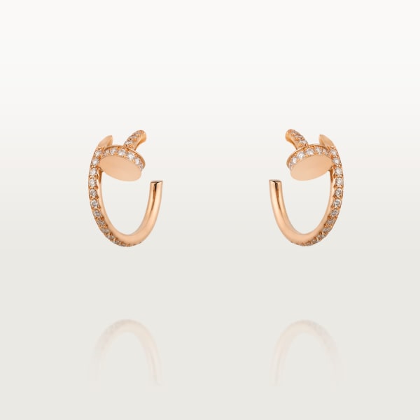 Pendientes de aro Juste un Clou, tamaño pequeño, pavé Oro rosa, diamantes