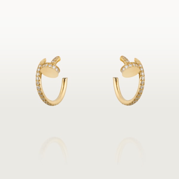 Juste un Clou hoop earrings, small model, paved Yellow gold, diamonds