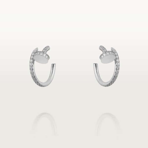 Juste un Clou hoop earrings, small model, paved White gold, diamonds