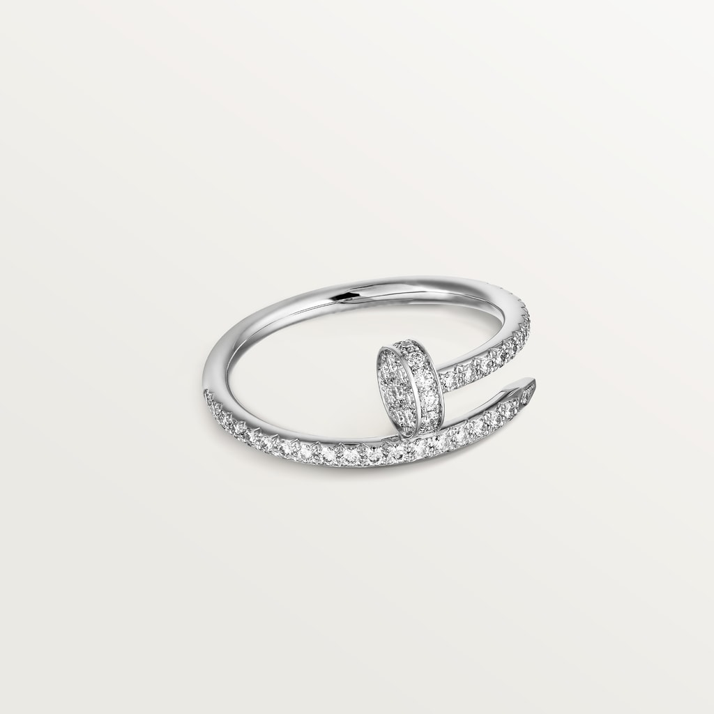 Juste un Clou ring, small model, semi-pavedWhite gold, diamonds